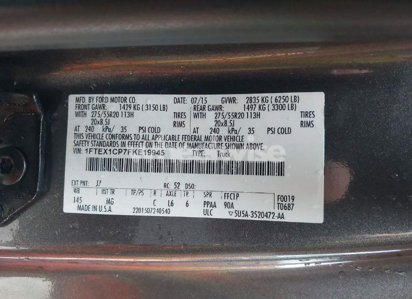 Photo 9 of 2015 Ford F-150 XLT (VIN 1FTEX1CP7FKE19945)