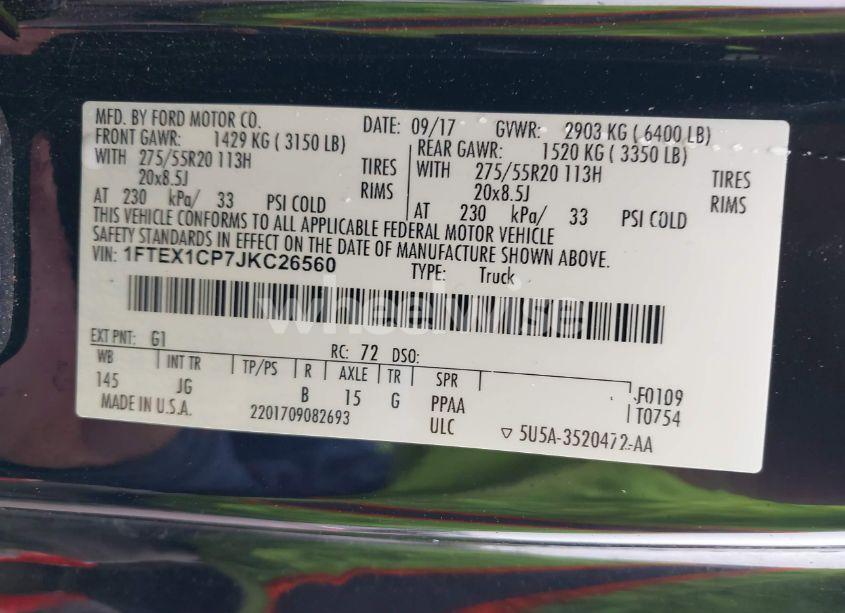 Photo 9 of 2018 Ford F-150 XL (VIN 1FTEX1CP7JKC26560)