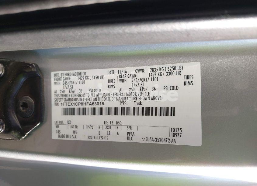 Photo 9 of 2017 Ford F-150 XL (VIN 1FTEX1CP8HFA63016)