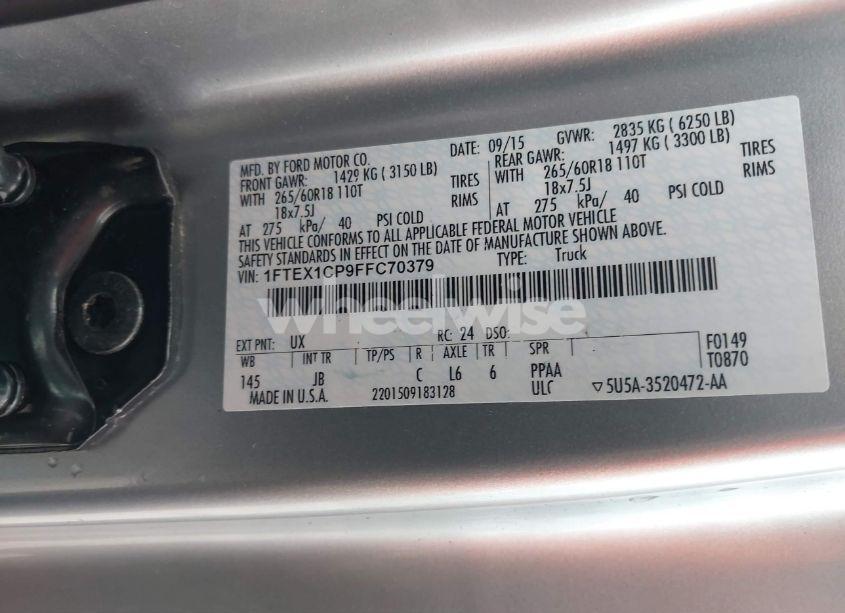 Photo 9 of 2015 Ford F-150 XLT (VIN 1FTEX1CP9FFC70379)