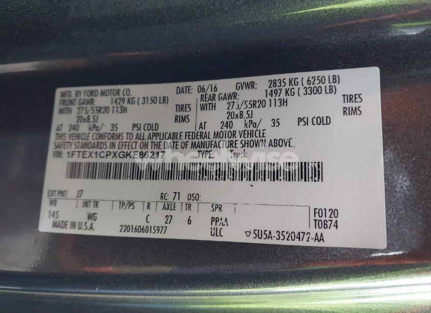 Photo 9 of 2016 Ford F-150 XL (VIN 1FTEX1CPXGKE86217)