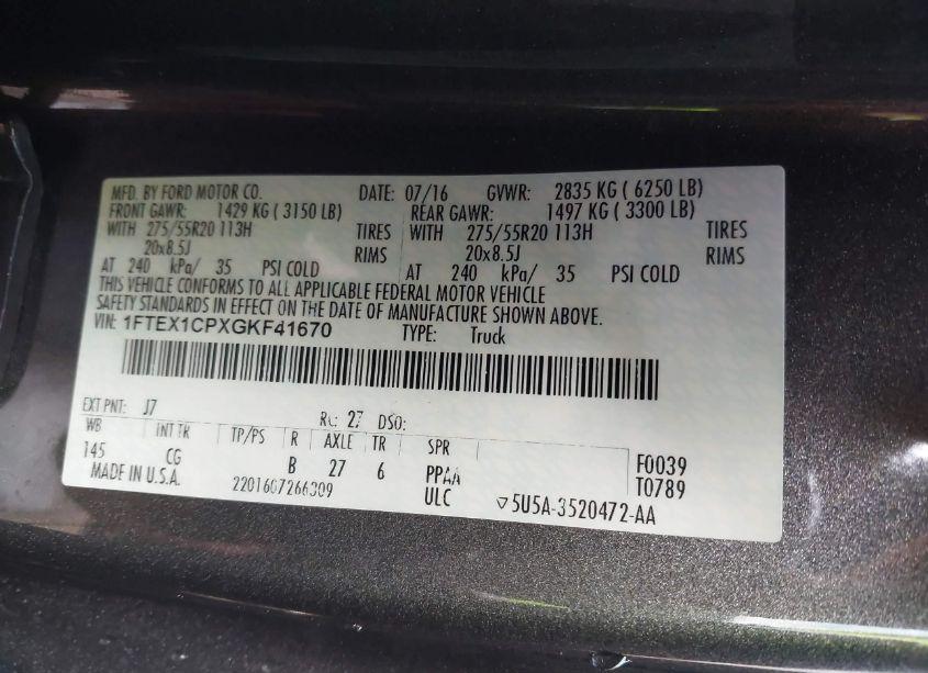 Photo 9 of 2016 Ford F-150 XL (VIN 1FTEX1CPXGKF41670)