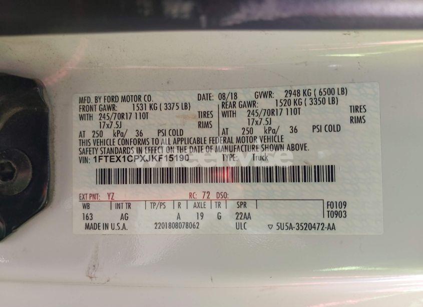 Photo 9 of 2018 Ford F-150 XL (VIN 1FTEX1CPXJKF15190)