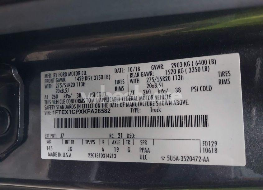 Photo 9 of 2019 Ford F-150 XL (VIN 1FTEX1CPXKFA28582)