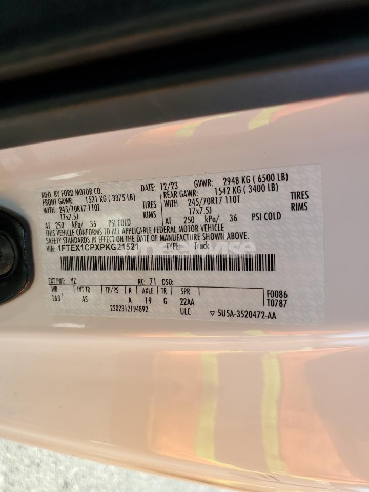 Photo 12 of 2023 FORD F150 SUPER CAB (VIN 1FTEX1CPXPKG21521)