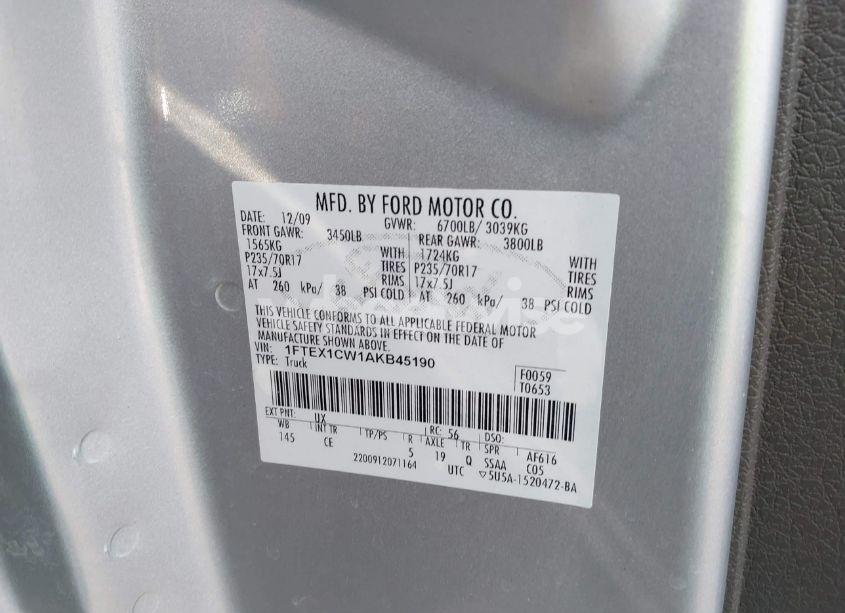 Photo 9 of 2010 Ford F-150 STX/XL (VIN 1FTEX1CW1AKB45190)