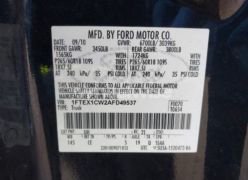 Photo 9 of 2010 Ford F-150 STX/XL (VIN 1FTEX1CW2AFD49537)