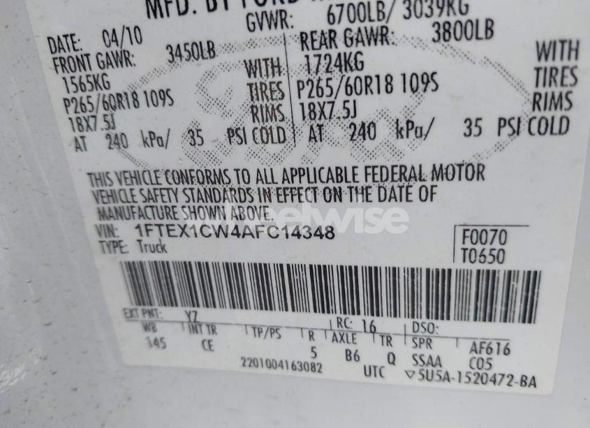 Photo 9 of 2010 Ford F-150 STX/XL (VIN 1FTEX1CW4AFC14348)