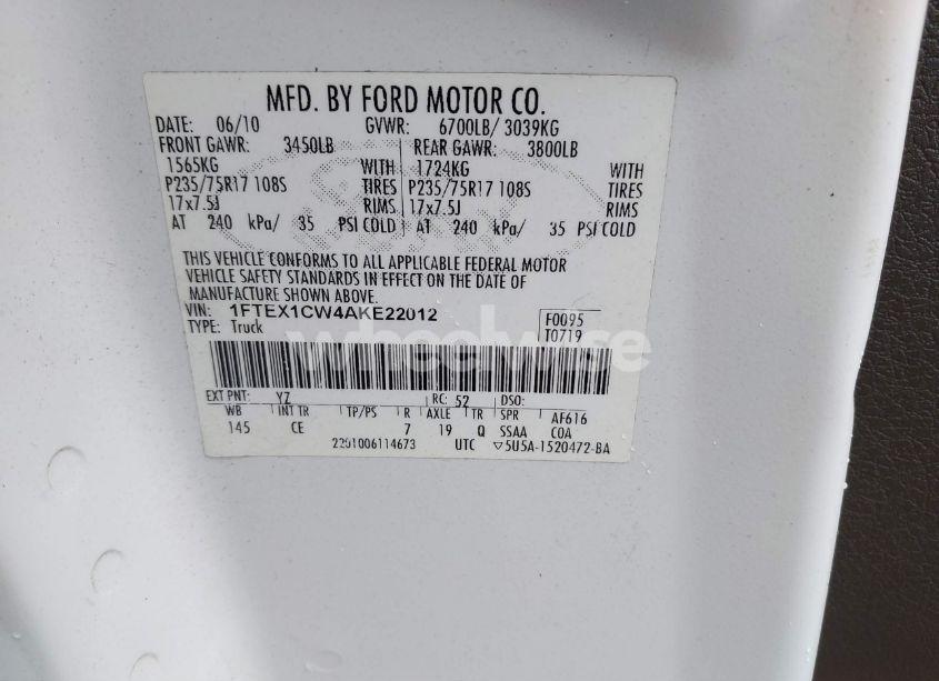 Photo 9 of 2010 Ford F-150 STX/XL (VIN 1FTEX1CW4AKE22012)