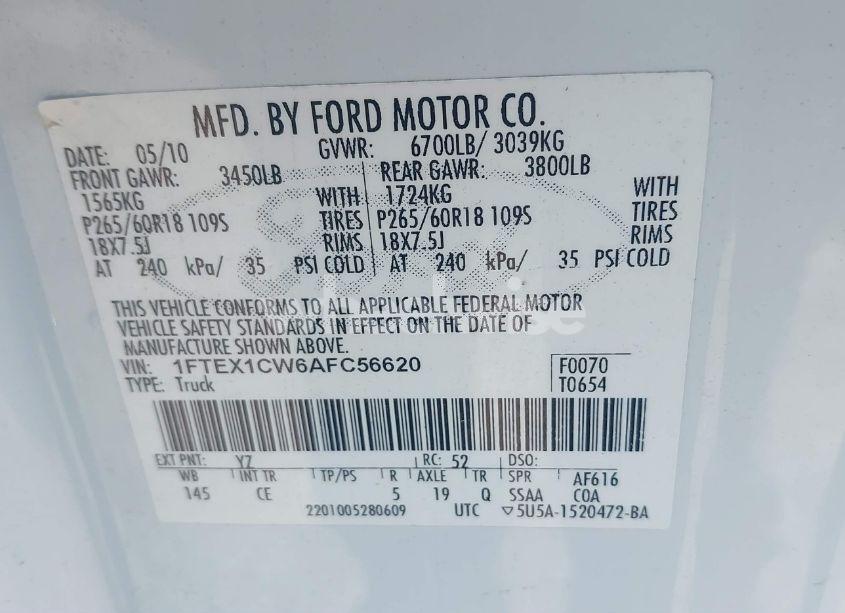 Photo 9 of 2010 Ford F-150 STX/XL (VIN 1FTEX1CW6AFC56620)