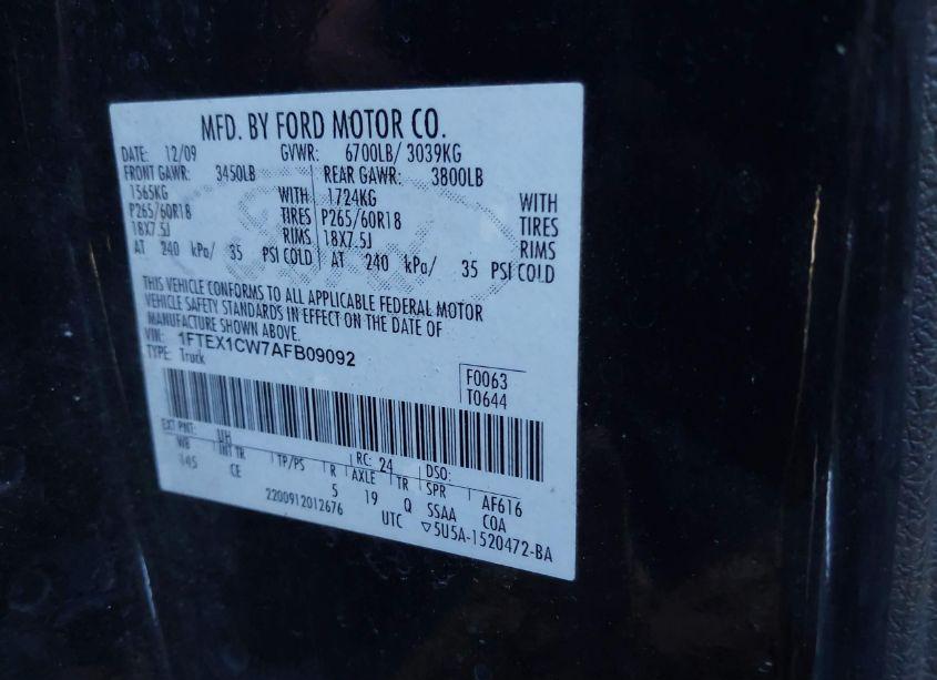 Photo 9 of 2010 Ford F-150 STX/XL (VIN 1FTEX1CW7AFB09092)