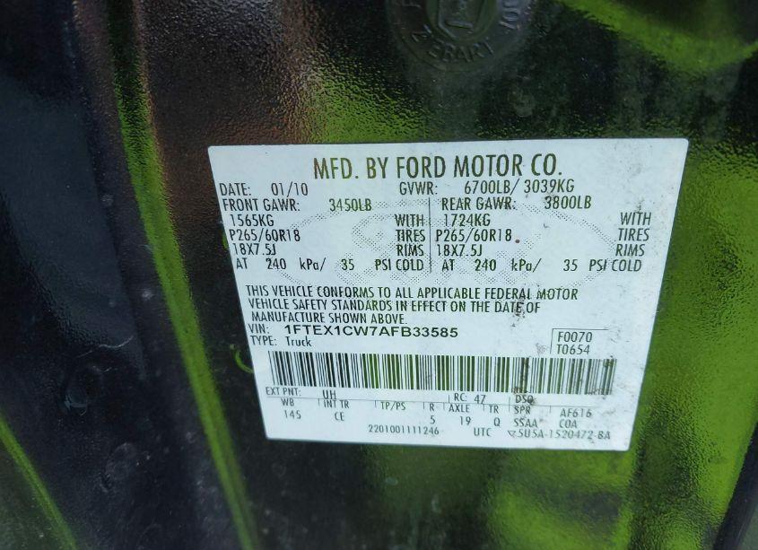 Photo 9 of 2010 Ford F-150 STX/XL (VIN 1FTEX1CW7AFB33585)