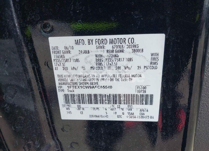 Photo 9 of 2010 Ford F-150 STX/XL (VIN 1FTEX1CW9AFC65540)