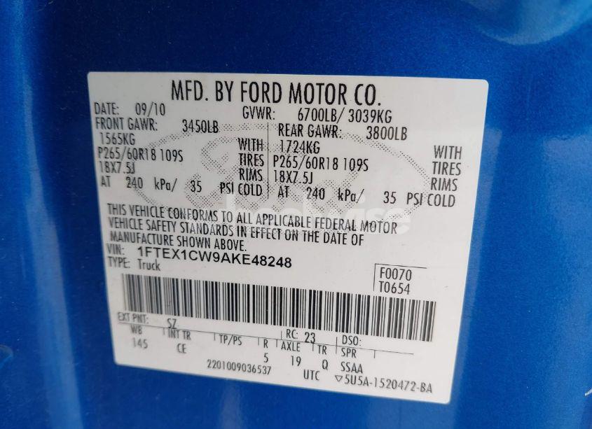 Photo 9 of 2010 Ford F-150 STX/XL (VIN 1FTEX1CW9AKE48248)