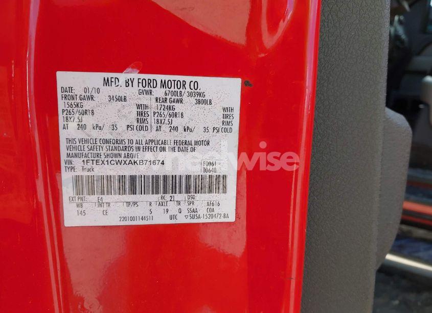 Photo 9 of 2010 Ford F-150 STX/XL (VIN 1FTEX1CWXAKB71674)