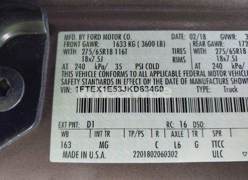 Photo 9 of 2018 Ford F-150 XLT (VIN 1FTEX1E53JKD63460)