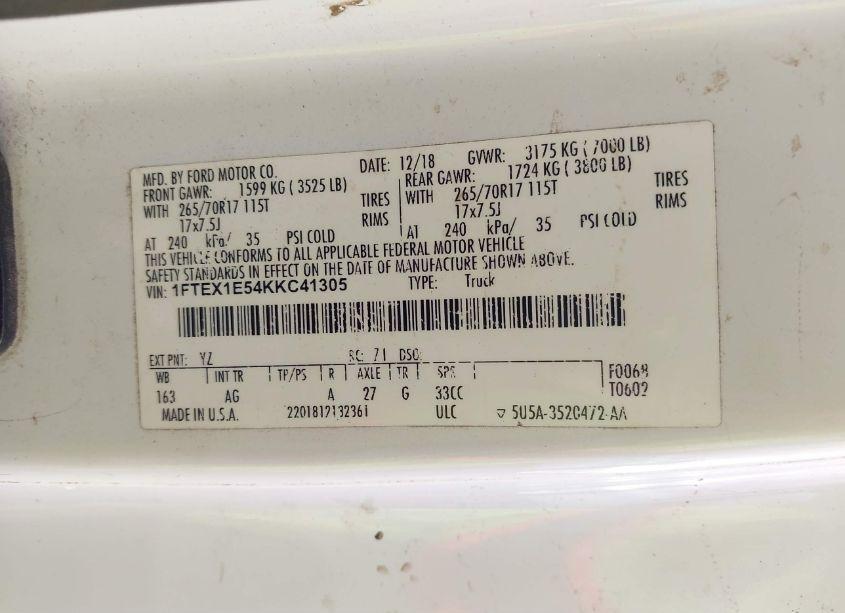 Photo 9 of 2019 Ford F-150 XL (VIN 1FTEX1E54KKC41305)