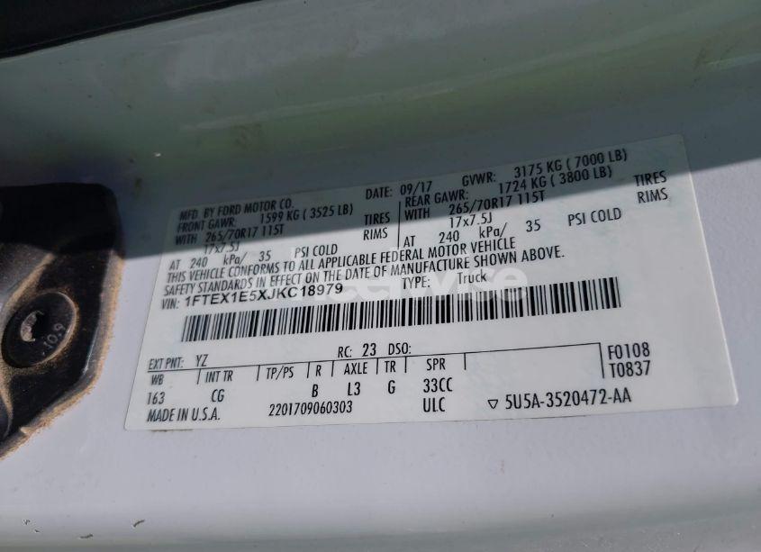 Photo 9 of 2018 Ford F-150 XL (VIN 1FTEX1E5XJKC18979)