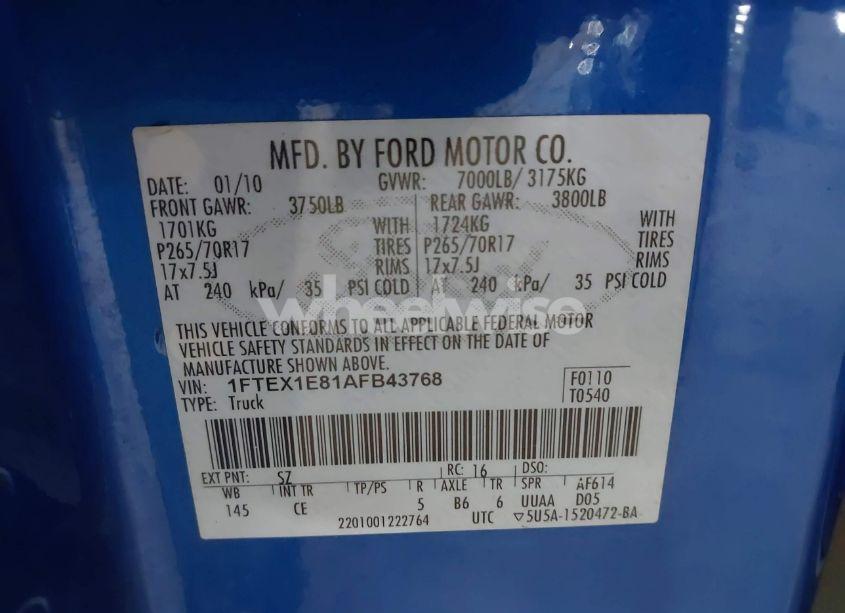 Photo 9 of 2010 Ford F-150 STX/XL/XLT (VIN 1FTEX1E81AFB43768)