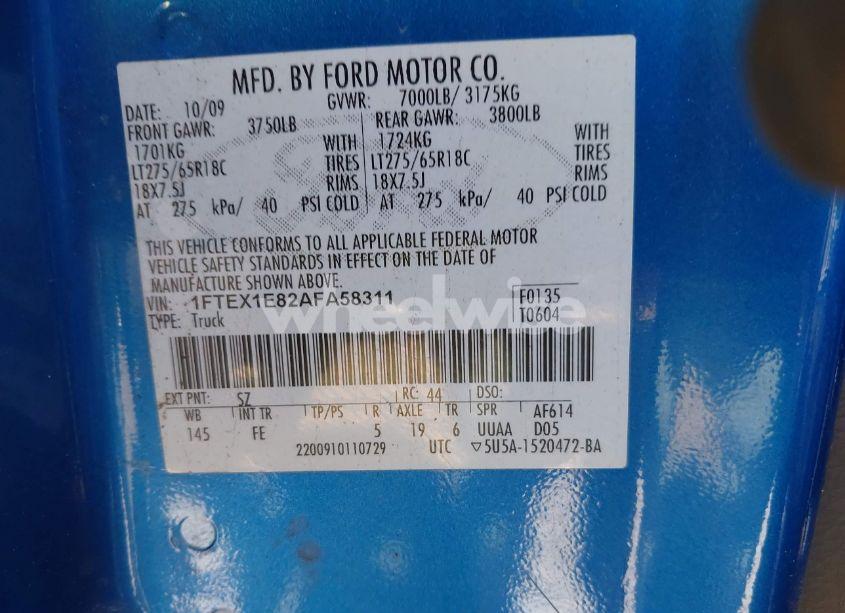 Photo 9 of 2010 Ford F-150 STX/XL/XLT (VIN 1FTEX1E82AFA58311)