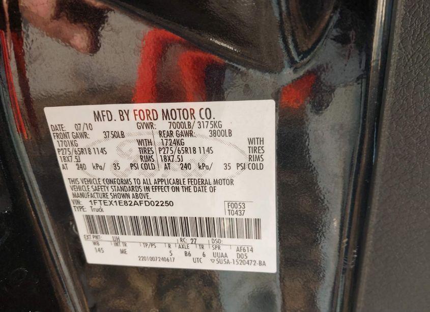 Photo 9 of 2010 Ford F-150 STX/XL/XLT (VIN 1FTEX1E82AFD02250)