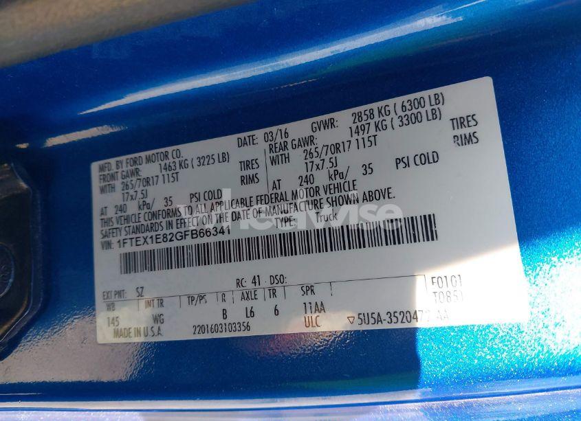Photo 9 of 2016 Ford F-150 XL (VIN 1FTEX1E82GFB66341)