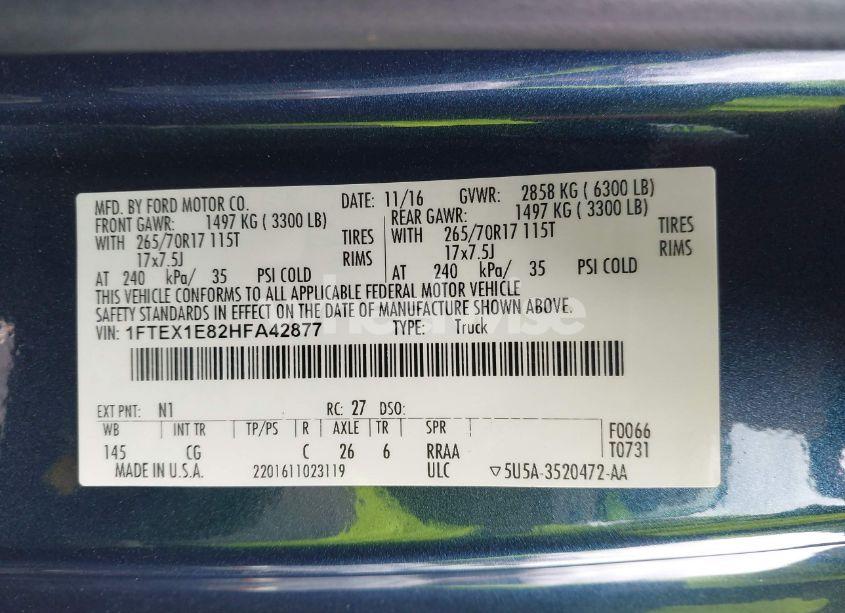 Photo 9 of 2017 Ford F-150 XL (VIN 1FTEX1E82HFA42877)