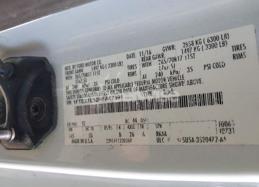 Photo 9 of 2017 Ford F-150 XL (VIN 1FTEX1E82HFA67391)