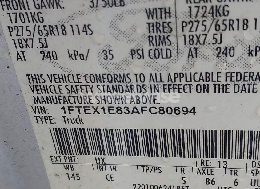 Photo 9 of 2010 Ford F-150 STX/XL/XLT (VIN 1FTEX1E83AFC80694)