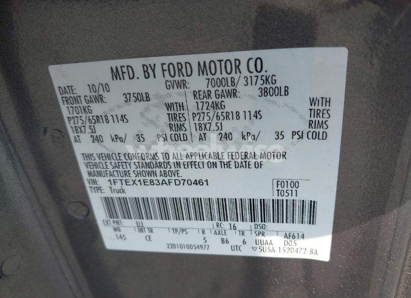 Photo 9 of 2010 Ford F-150 STX/XL/XLT (VIN 1FTEX1E83AFD70461)