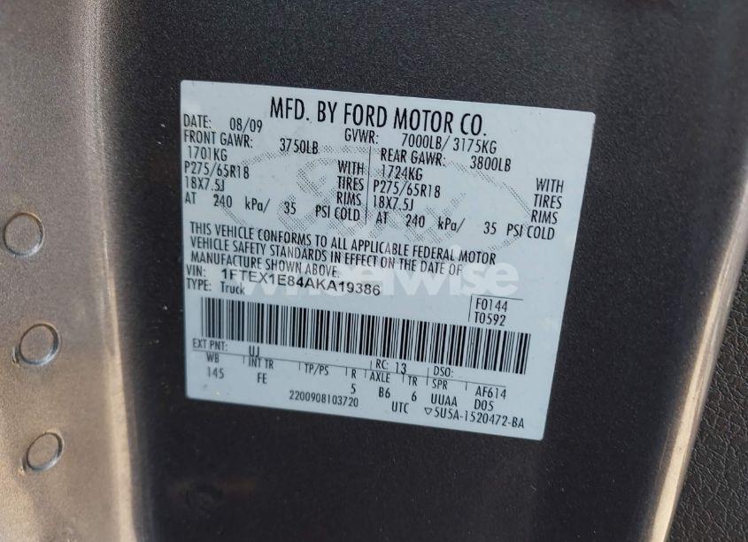 Photo 9 of 2010 Ford F-150 STX/XL/XLT (VIN 1FTEX1E84AKA19386)