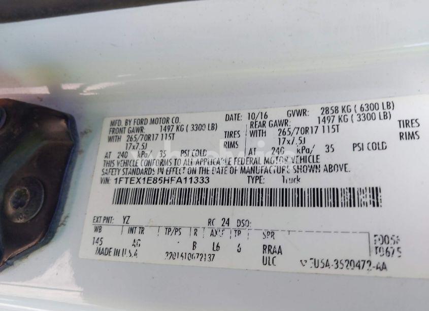 Photo 9 of 2017 Ford F-150 XL (VIN 1FTEX1E85HFA11333)