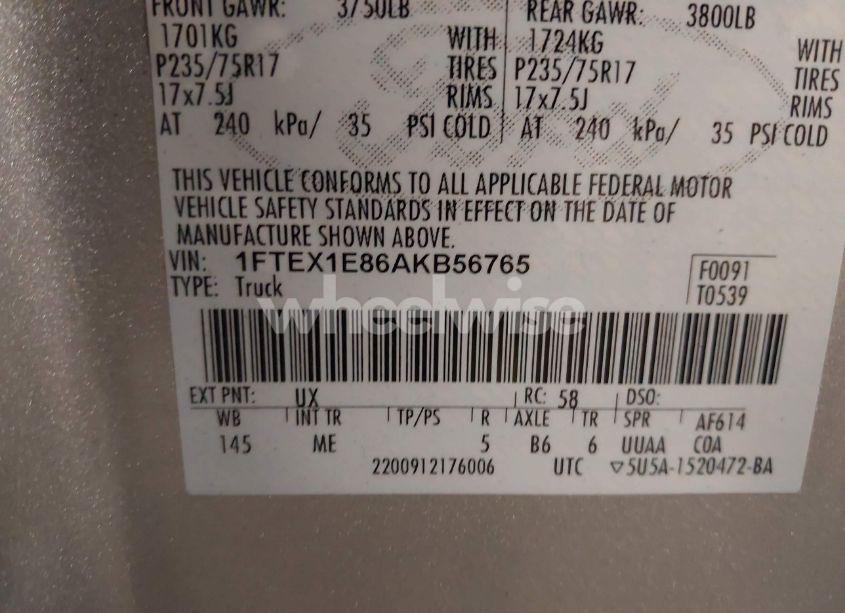 Photo 9 of 2010 Ford F-150 STX/XL/XLT (VIN 1FTEX1E86AKB56765)