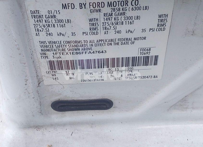 Photo 9 of 2015 Ford F-150 XLT (VIN 1FTEX1E86FFA47643)