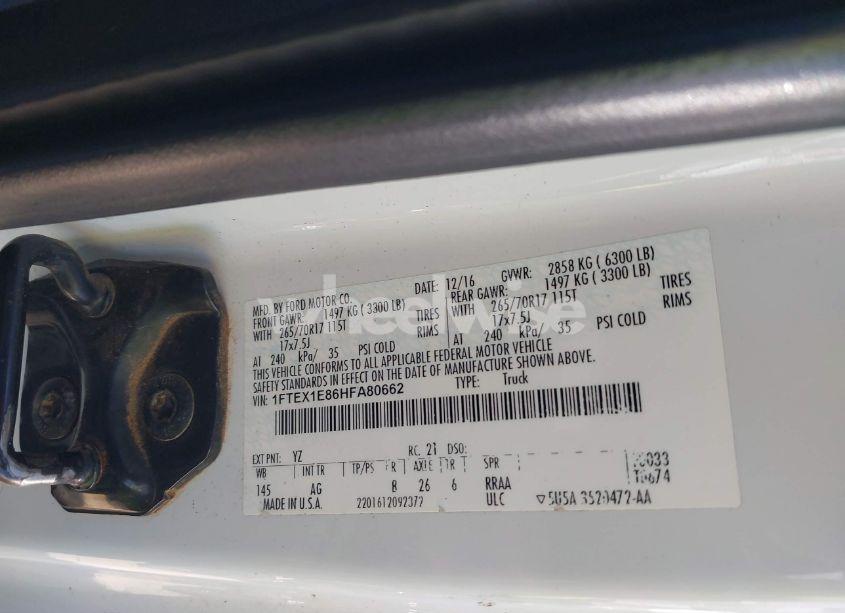 Photo 9 of 2017 Ford F-150 XL (VIN 1FTEX1E86HFA80662)