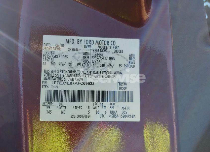 Photo 8 of 2010 Ford F-150 STX/XL/XLT (VIN 1FTEX1E87AFC69522)