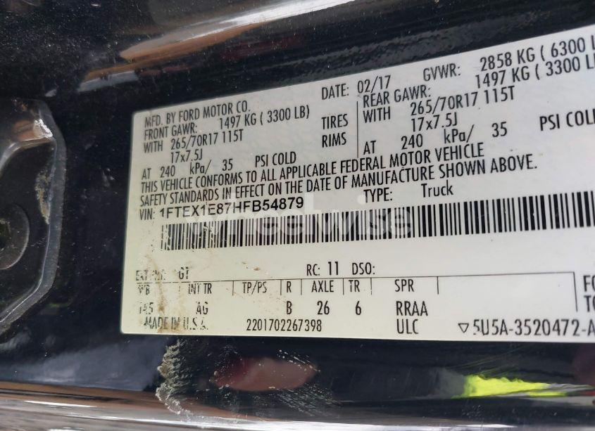 Photo 9 of 2017 Ford F-150 XL (VIN 1FTEX1E87HFB54879)