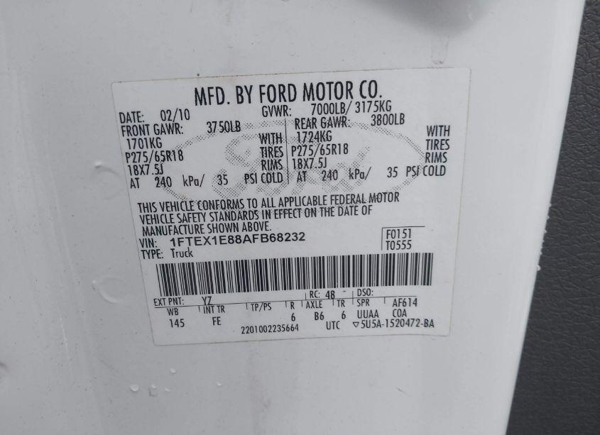 Photo 9 of 2010 Ford F-150 STX/XL/XLT (VIN 1FTEX1E88AFB68232)