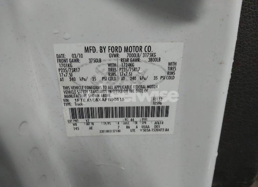 Photo 9 of 2010 Ford F-150 STX/XL/XLT (VIN 1FTEX1E8XAFB90815)