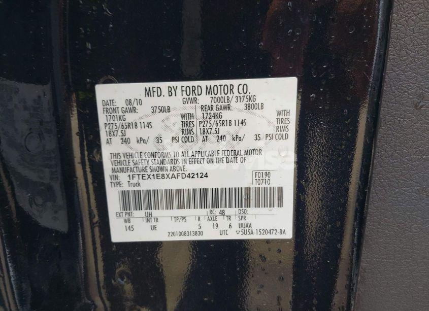 Photo 9 of 2010 Ford F-150 STX/XL/XLT (VIN 1FTEX1E8XAFD42124)