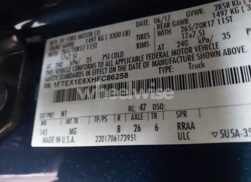 Photo 9 of 2017 Ford F-150 XLT (VIN 1FTEX1E8XHFC86258)