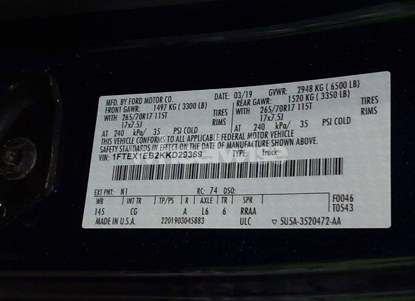 Photo 9 of 2019 Ford F-150 XL (VIN 1FTEX1EB2KKD29369)