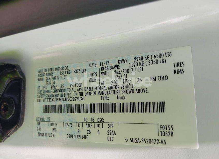 Photo 9 of 2018 Ford F-150 XL (VIN 1FTEX1EB3JKC97935)