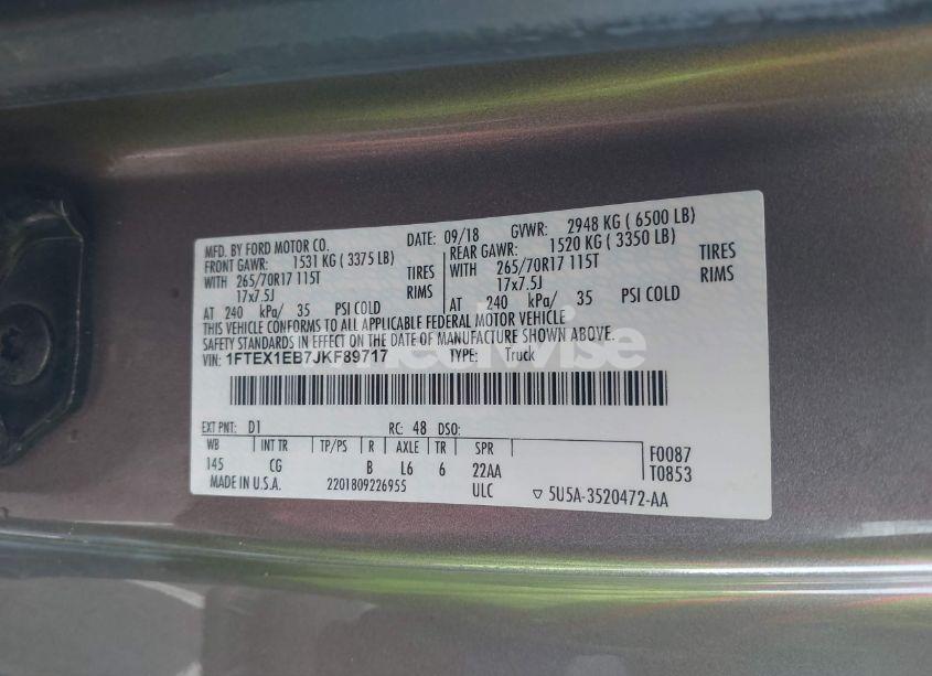 Photo 9 of 2018 Ford F-150 XL (VIN 1FTEX1EB7JKF89717)