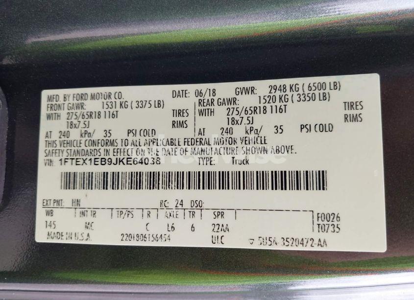 Photo 9 of 2018 Ford F-150 XLT (VIN 1FTEX1EB9JKE64038)