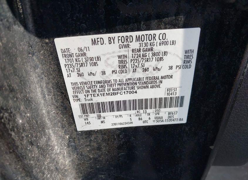 Photo 9 of 2011 Ford F-150 XLT (VIN 1FTEX1EM2BFC17004)