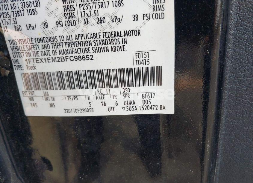 Photo 9 of 2011 Ford F-150 XLT (VIN 1FTEX1EM2BFC98652)