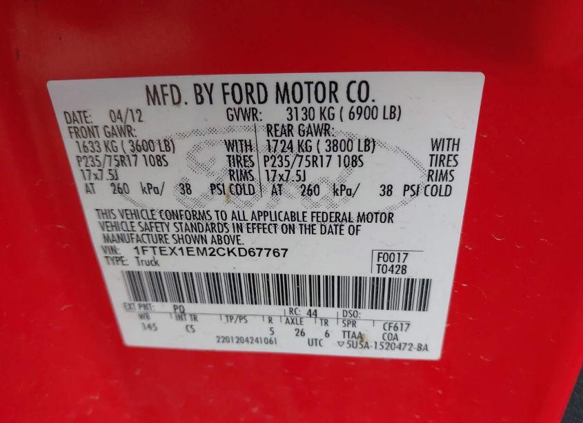 Photo 9 of 2012 Ford F-150 STX (VIN 1FTEX1EM2CKD67767)