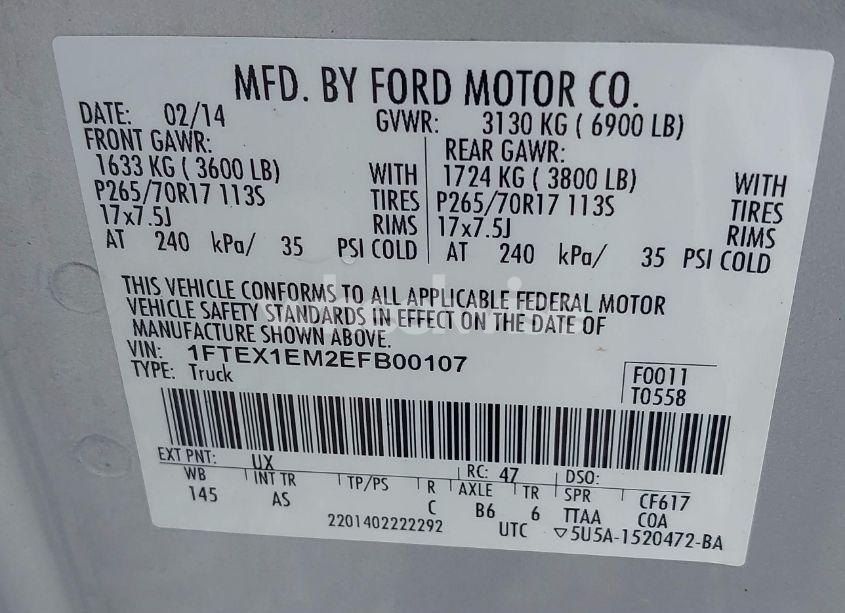 Photo 9 of 2014 Ford F-150 XL (VIN 1FTEX1EM2EFB00107)