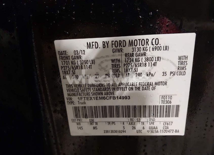 Photo 9 of 2012 Ford F-150 XLT (VIN 1FTEX1EM6CFB14993)